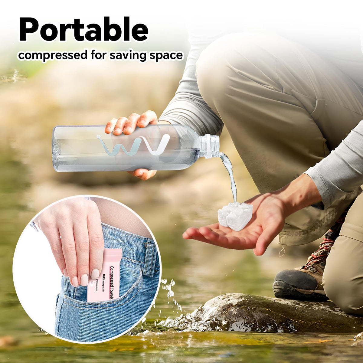 ICOTLE towel used at campsite, quick cleanup and personal refresh