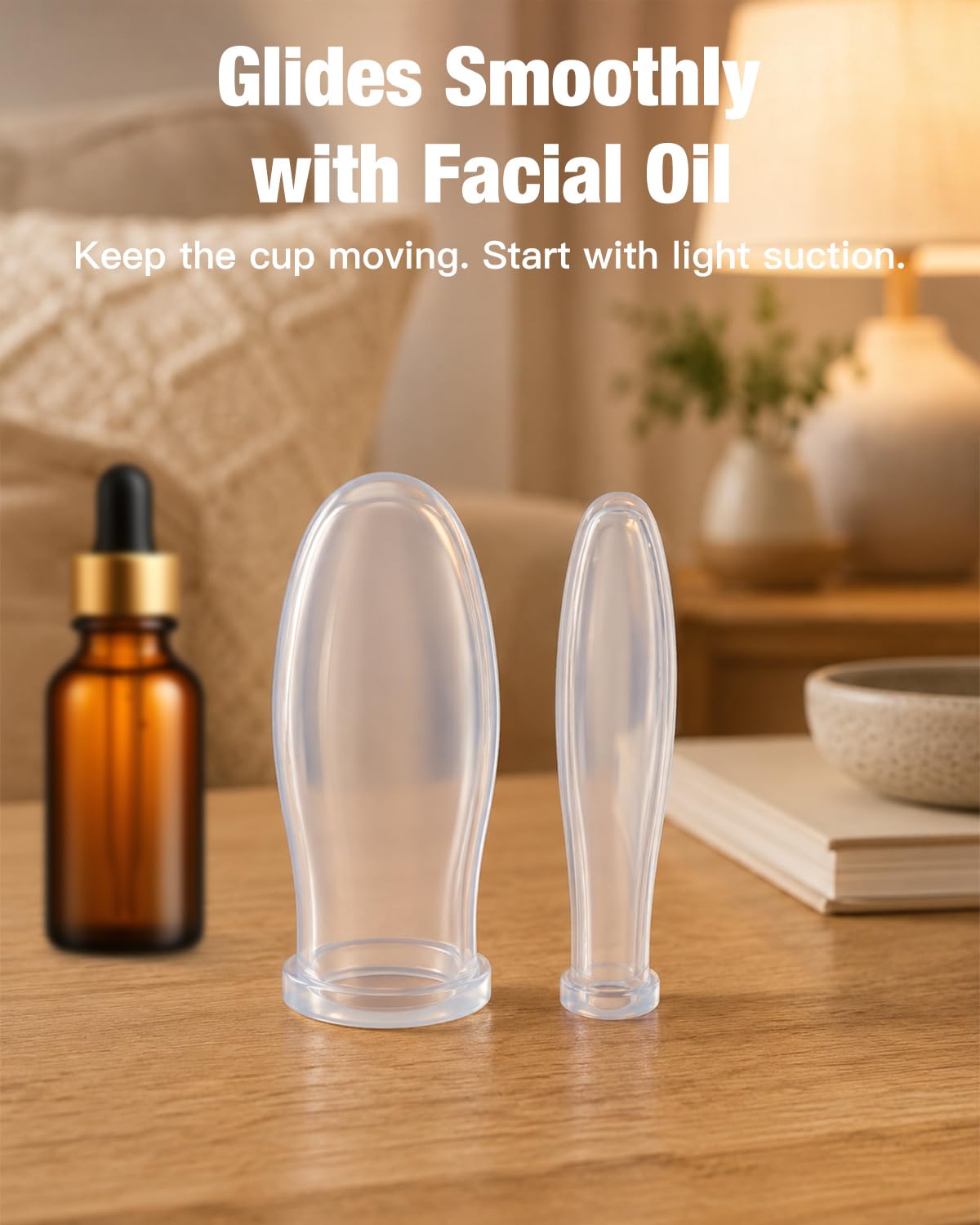 ICUPPING large cup on neck showing broader coverage and comfortable hold benefit