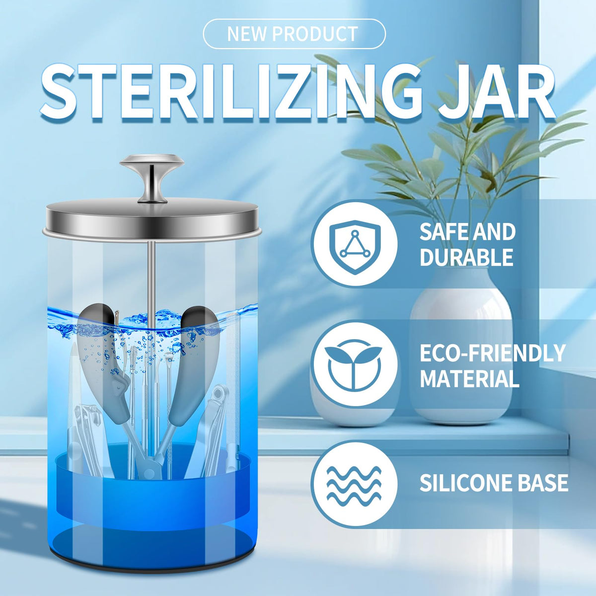 IEBARBER silicone non-slip base preventing slips on wet countertops, added stability benefit