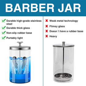 IEBARBER next to tape measure for size comparison, shows compact 21oz capacity