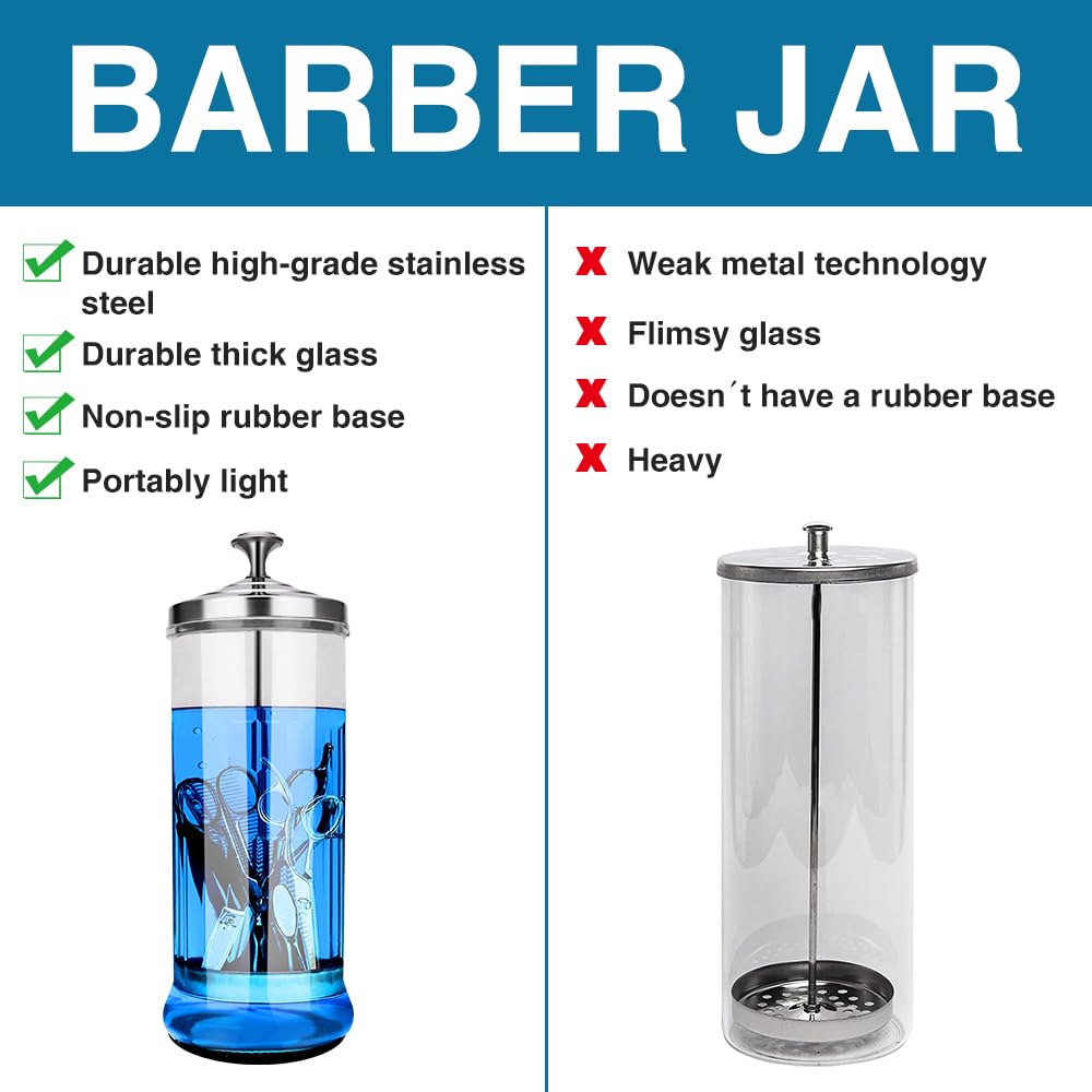 IEBARBER next to scissors for scale to show 37 oz capacity and accommodation of large tools