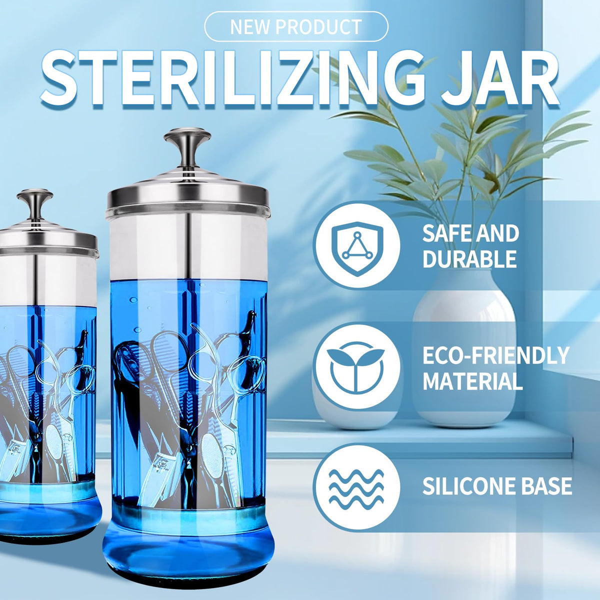 IEBARBER jar with tools soaking to demonstrate full immersion and easy monitoring