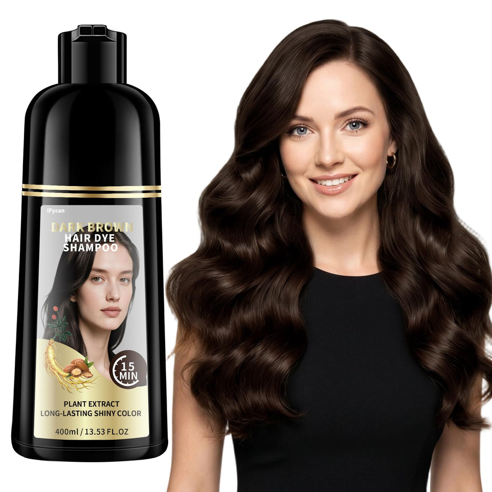 ifycan front packaging showing dark brown shampoo and benefits