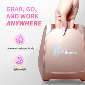 iGel Beauty battery compartment and charging ports showing cordless convenience