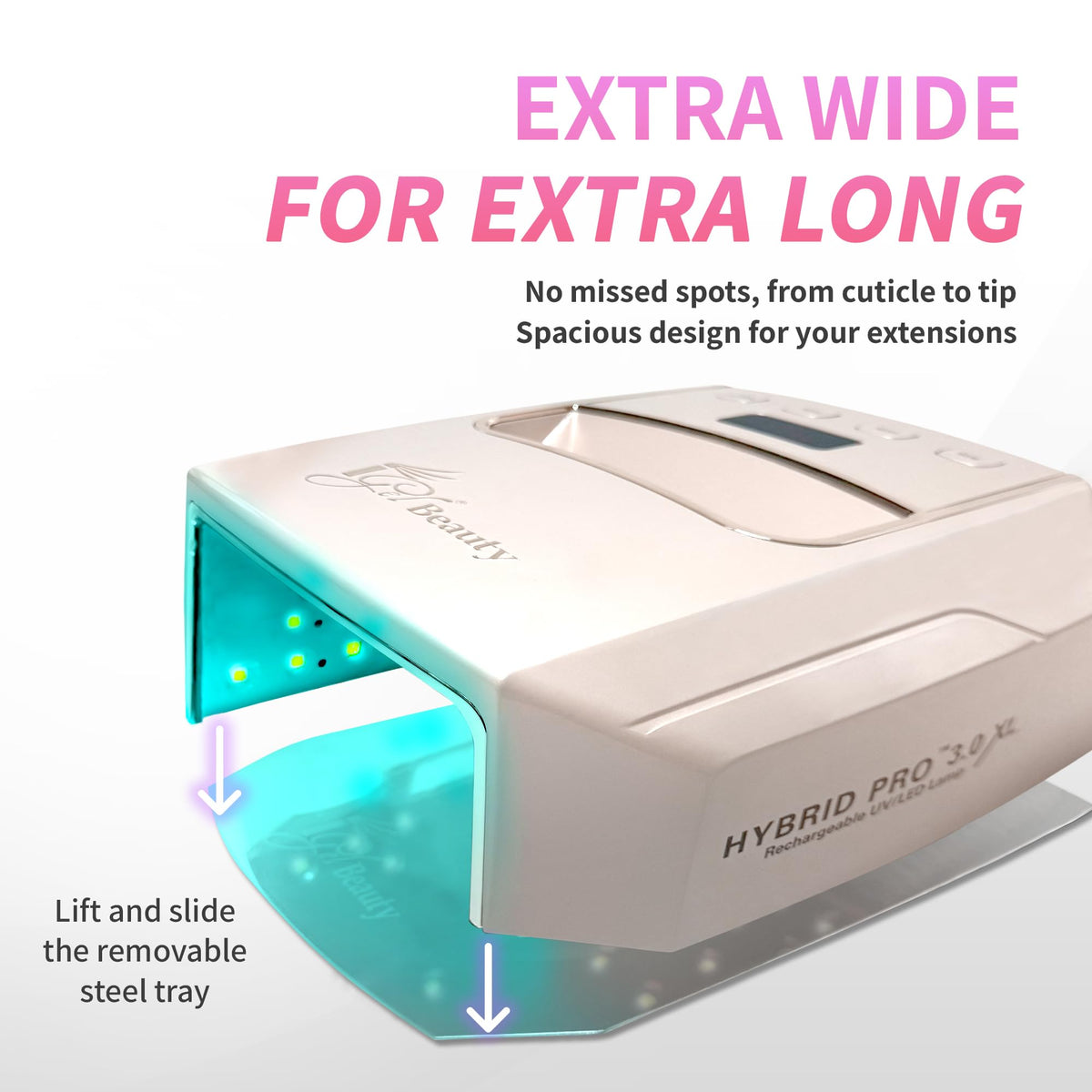 iGel Beauty interior wide-open view with full-hand curing benefits visible