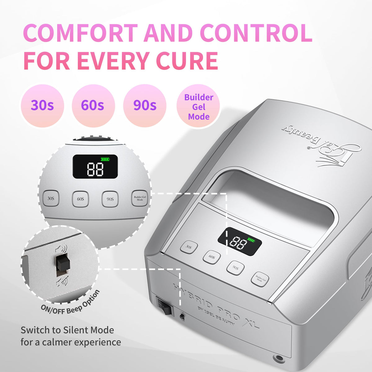 iGel Beauty in a salon setup demonstrating cordless use and clean professional workstation benefit
