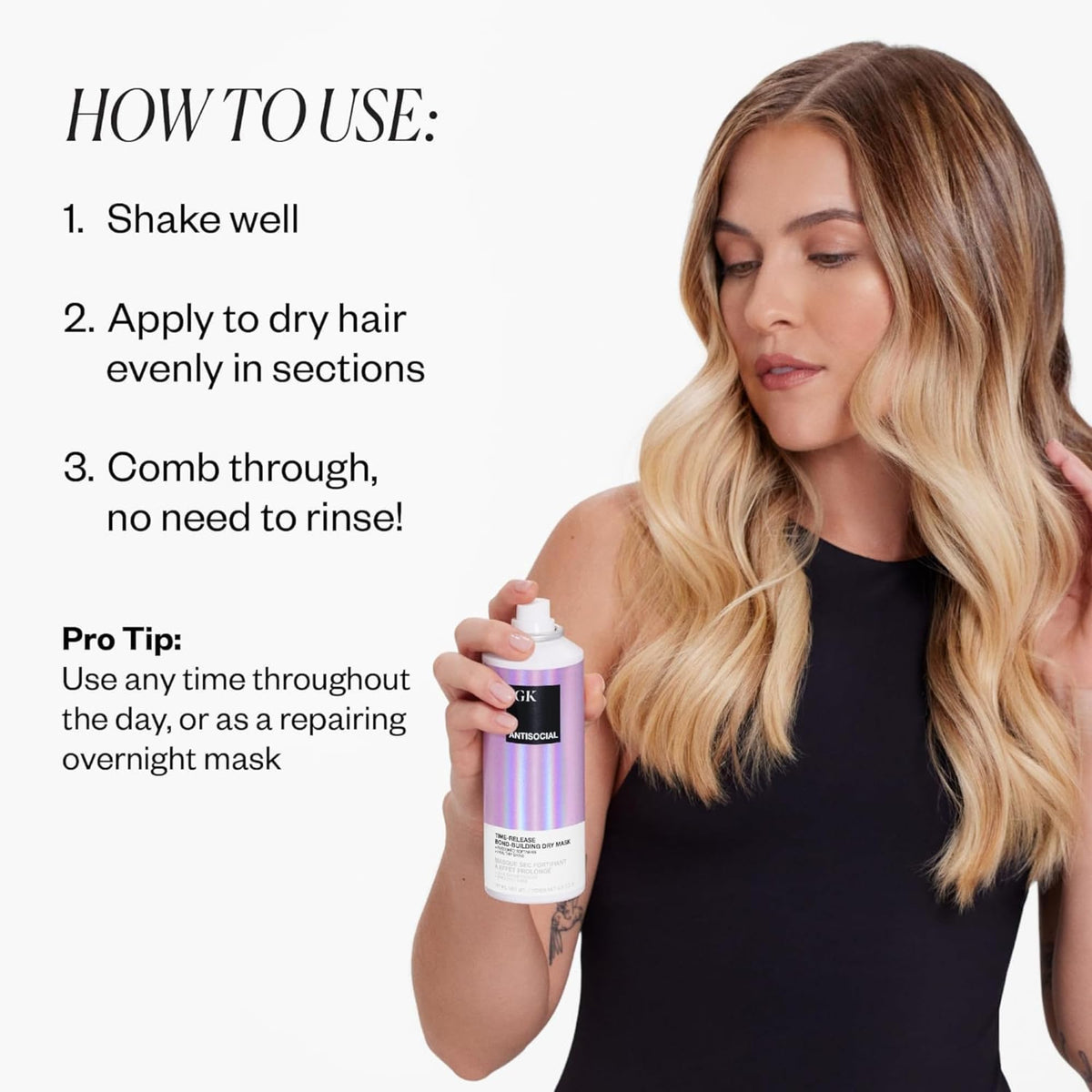 IGK Antisocial on extensions demonstrating safe use and protection for bonded or clip-in hair