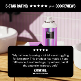 IGK Antisocial hair after one night demonstrating smoother, shinier strands and visible softness