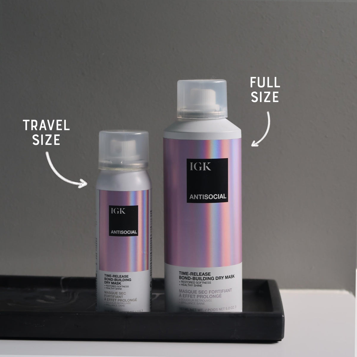 IGK Antisocial spray nozzle detail highlighting even mist for lightweight application benefit