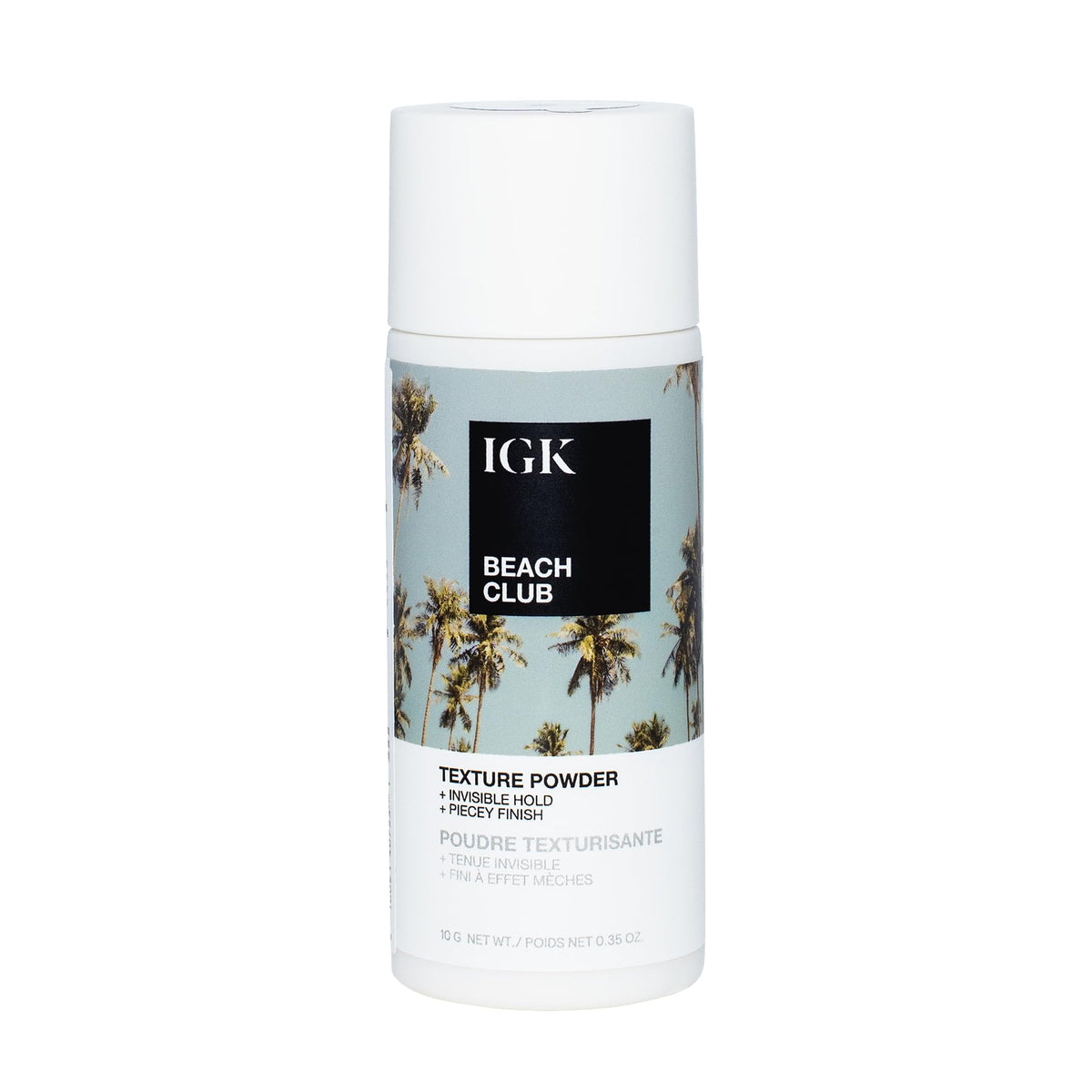 IGK BEACH CLUB front packaging showing compact 0.35 oz container and branding benefit portability