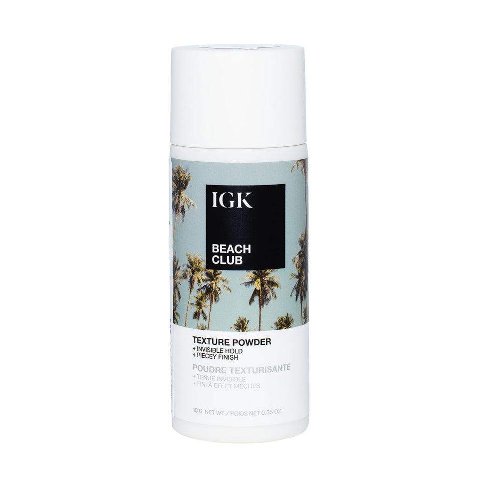 IGK BEACH CLUB front packaging showing compact 0.35 oz container and branding benefit portability