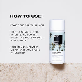 IGK BEACH CLUB close-up powder texture highlighting lightweight formula and no residue