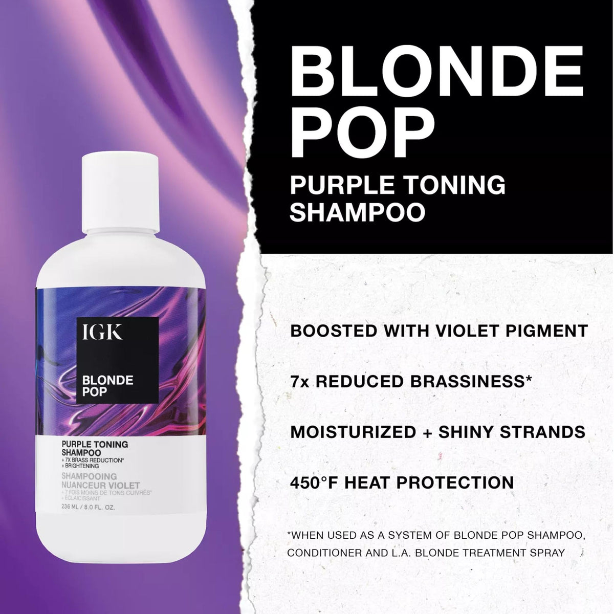 IGK Blonde Pop close-up label reading vegan and cruelty-free, reassuring ingredient transparency