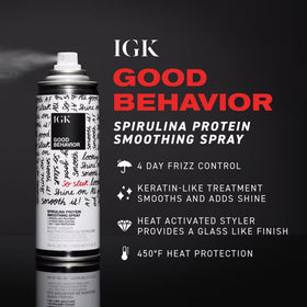 IGK bottle side label detail highlighting product claims and usage