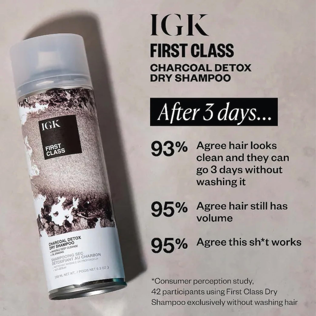 IGK charcoal powder texture close-up showing deep detox absorption