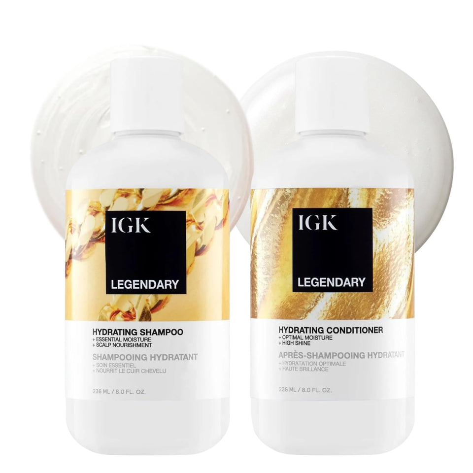 IGK shampoo and conditioner front view showing duo for hydrated hair