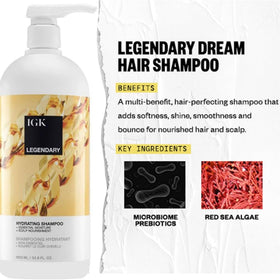 IGK shampoo bottle close-up highlighting pump and gentle cleanse benefit