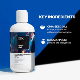 IGK Extra Love after styling with visible lift and fuller hair benefit