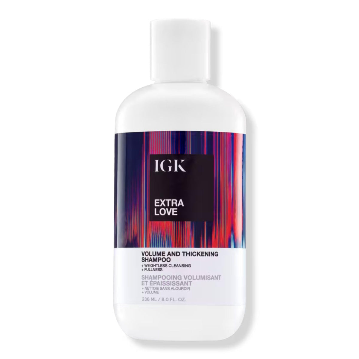 IGK front bottle showing product and volume-focused packaging benefit