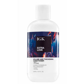 IGK Extra Love front bottle view showing packaging and volume benefit