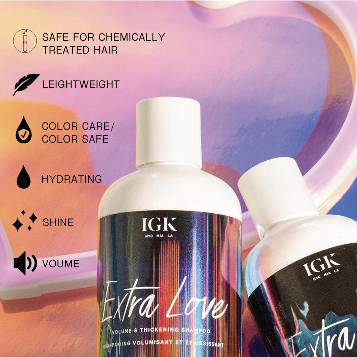 IGK Extra Love bottles in hand for size comparison and travel convenience
