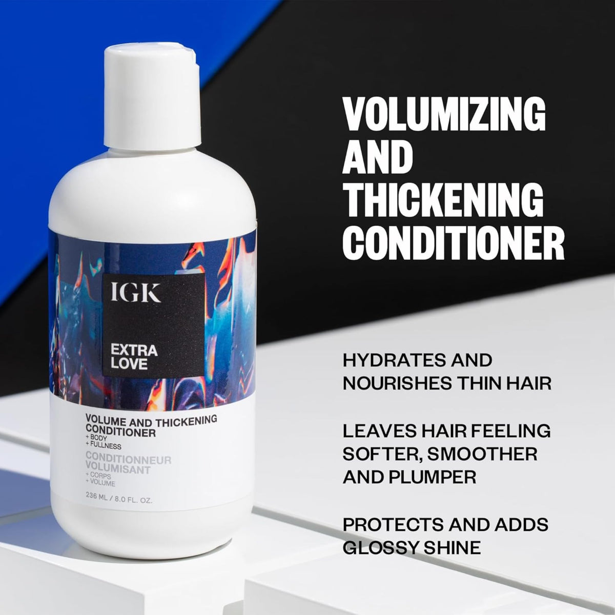 IGK Extra Love pump dispensing conditioner for easy controlled use