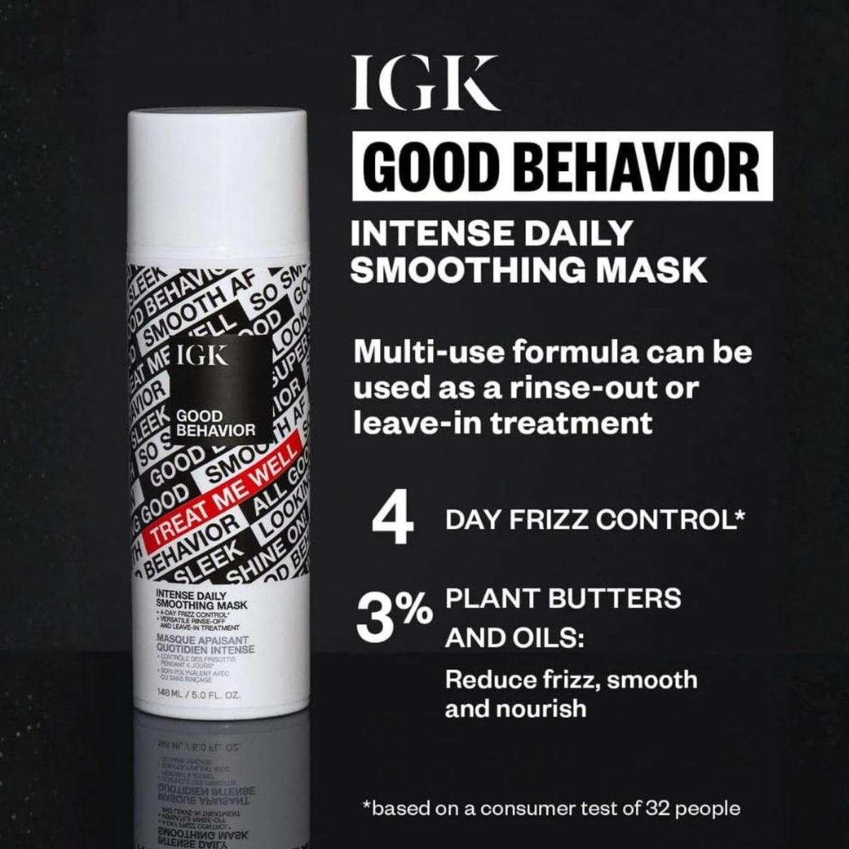 IGK mask being applied to medium-thick hair demonstrating detangling benefit