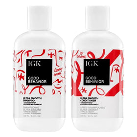 IGK front packaging showing both bottles and travel packettes for effortless smoothing
