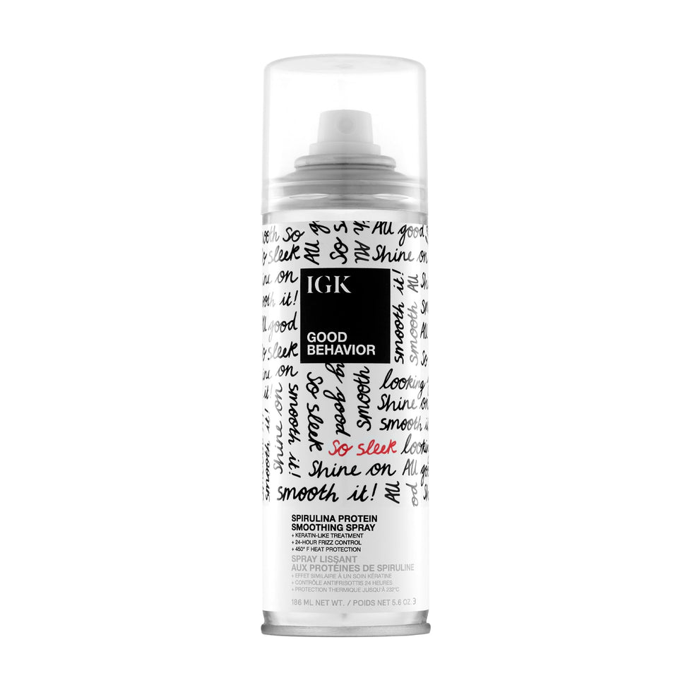 IGK bottle front packaging showing label and size, highlights professional styling benefit