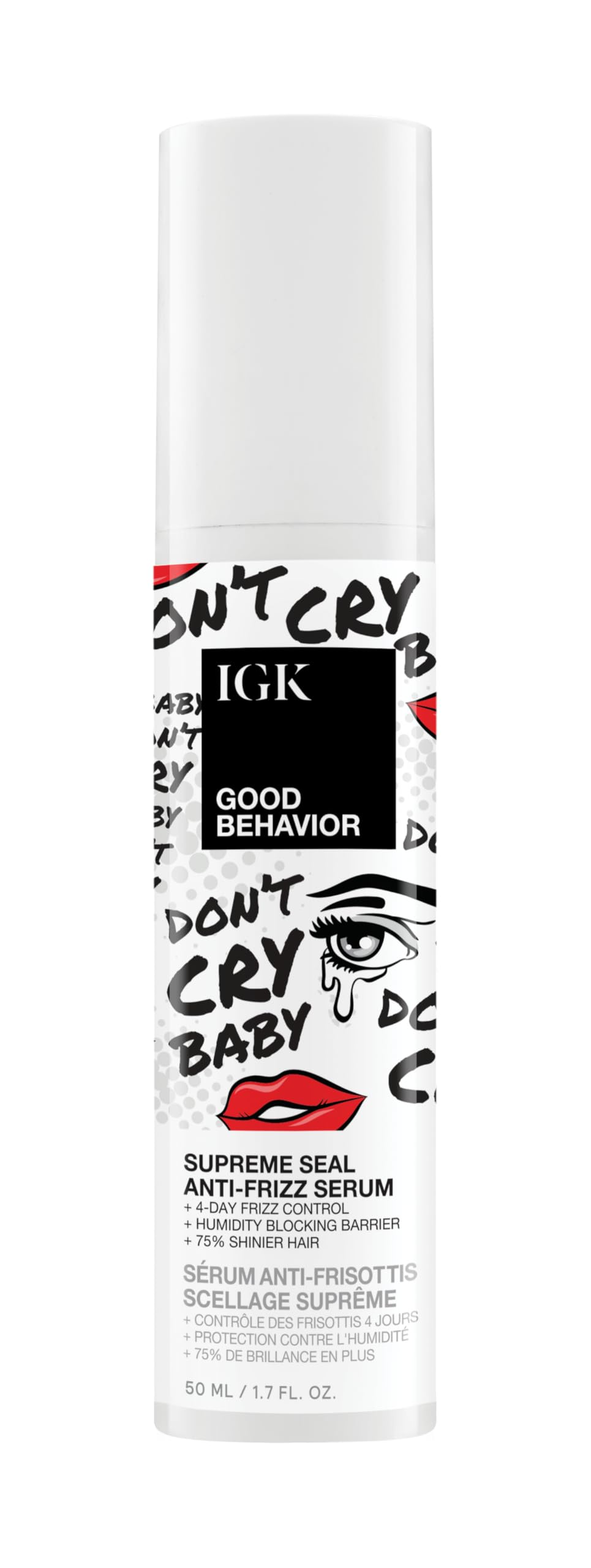IGK Good Behavior front packaging showing sleek bottle and label benefits