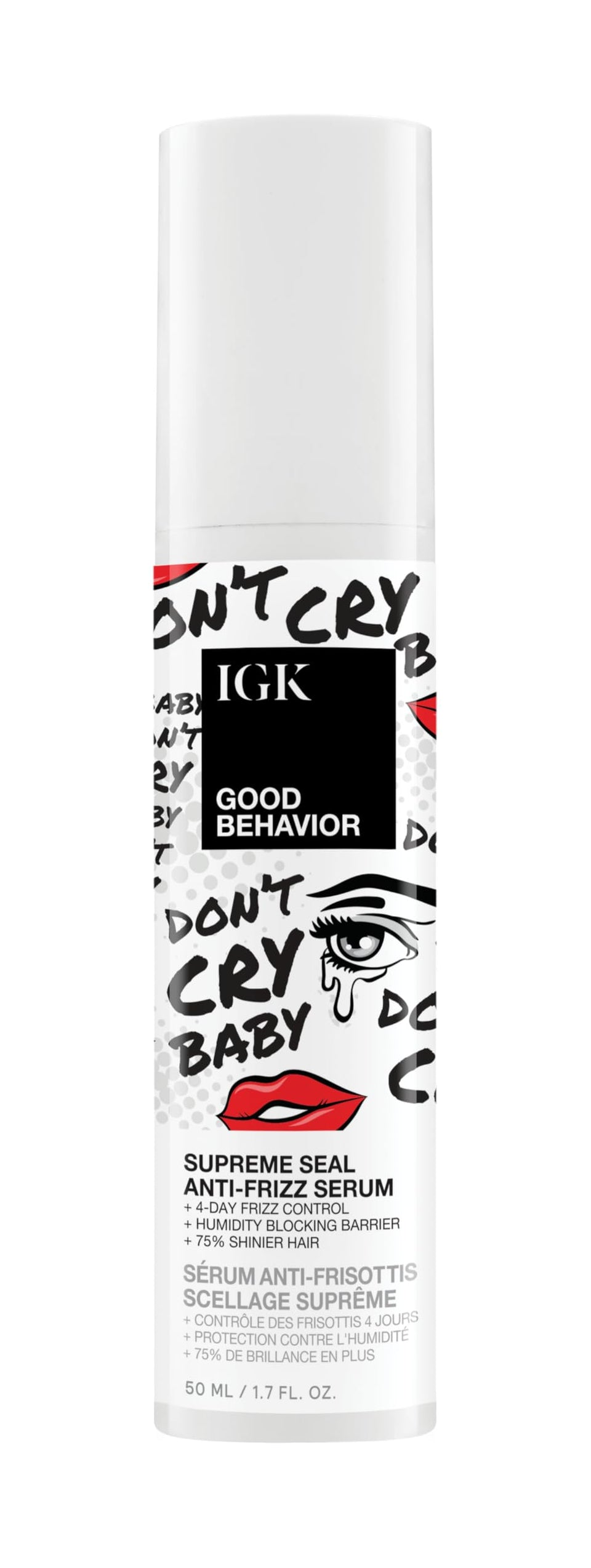 IGK Good Behavior front packaging showing sleek bottle and label benefits