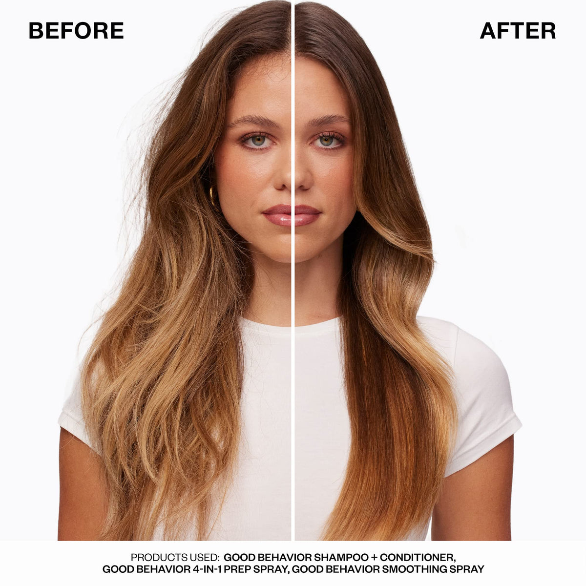 IGK Good Behavior applied in shower on wet hair illustrating detangling and smoothing benefit