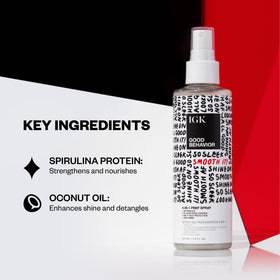 IGK product label detail highlighting ingredients and cruelty-free benefit