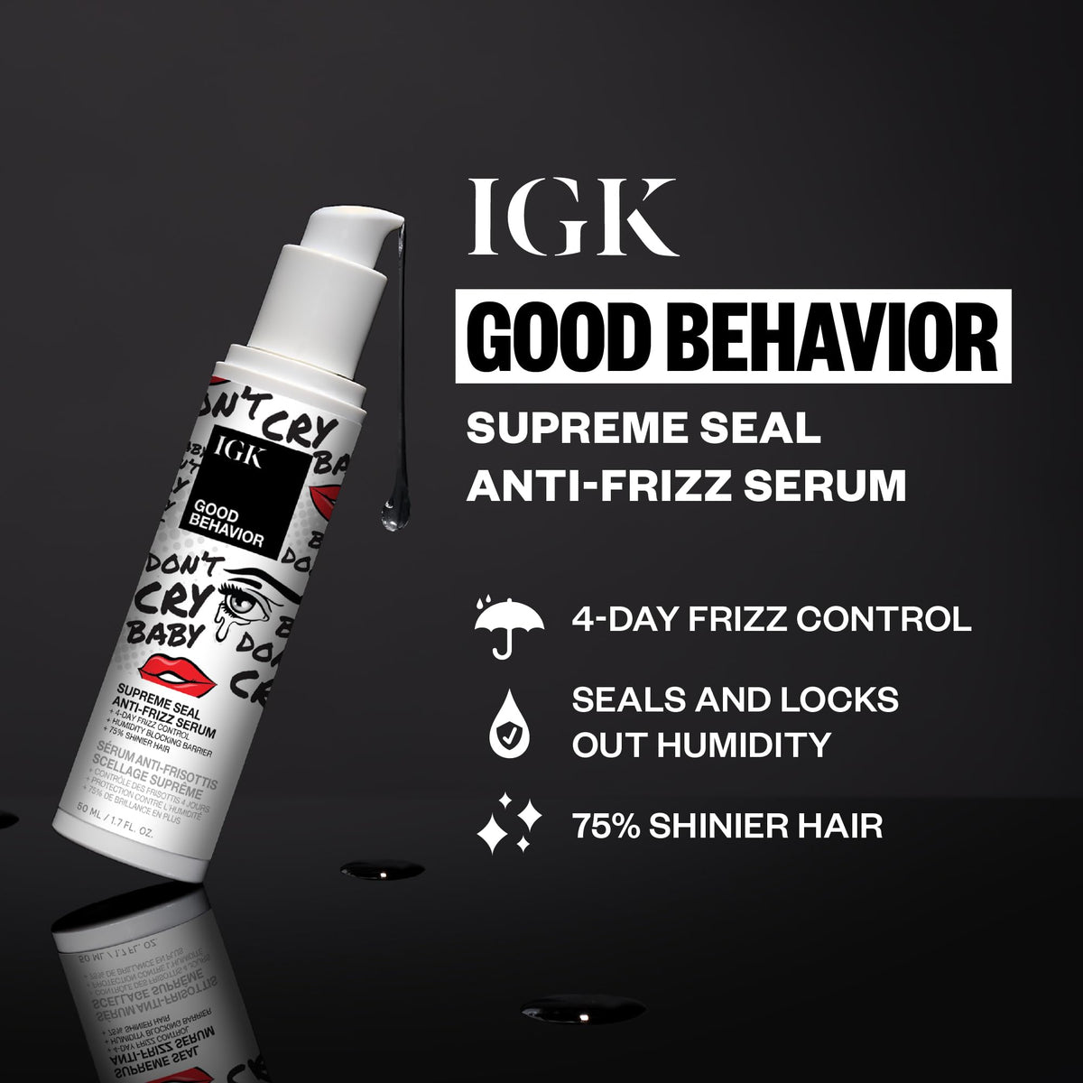 IGK Good Behavior pump dispensing serum to control amount and reduce waste