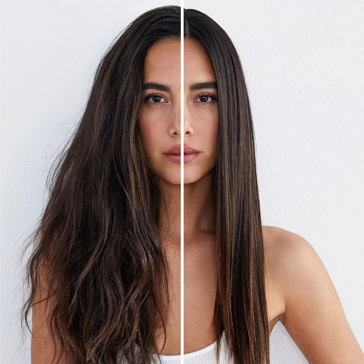 IGK balm melting into hair during blow-dry for smooth, frizz-free shine