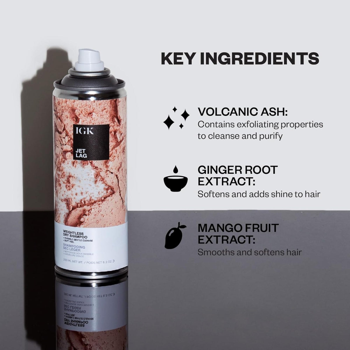IGK can beside a hand to show 6.3 oz travel-ready size benefit