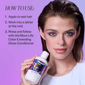 IGK More Life glossy finished hair showing reflective shine