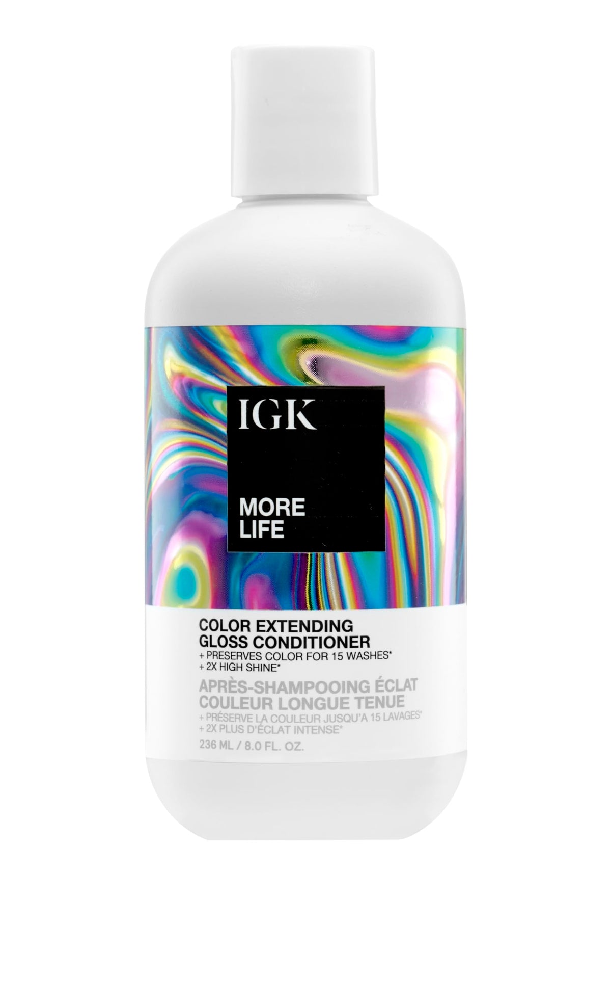 IGK bottle front packaging showing product and color benefits