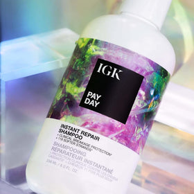 IGK PAY DAY in shower use showing application on wet hair for repair