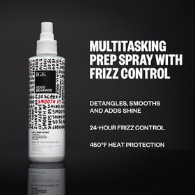 IGK spray action mist demonstrating even coverage for quicker styling prep