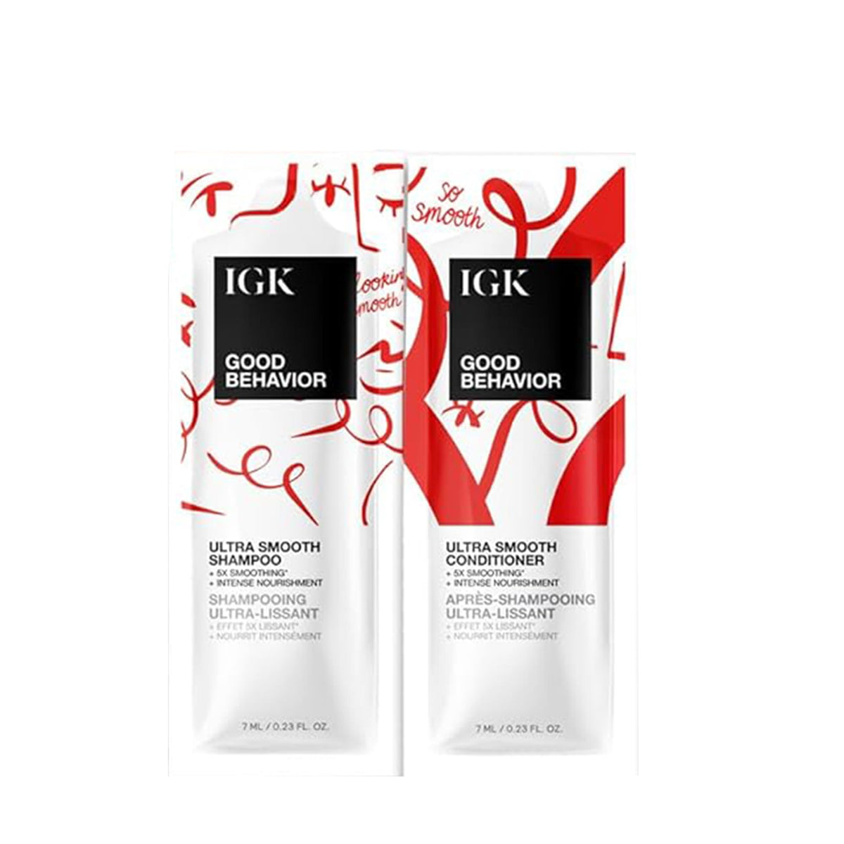 IGK shampoo bottle closeup highlighting texture and spirulina protein for frizz control