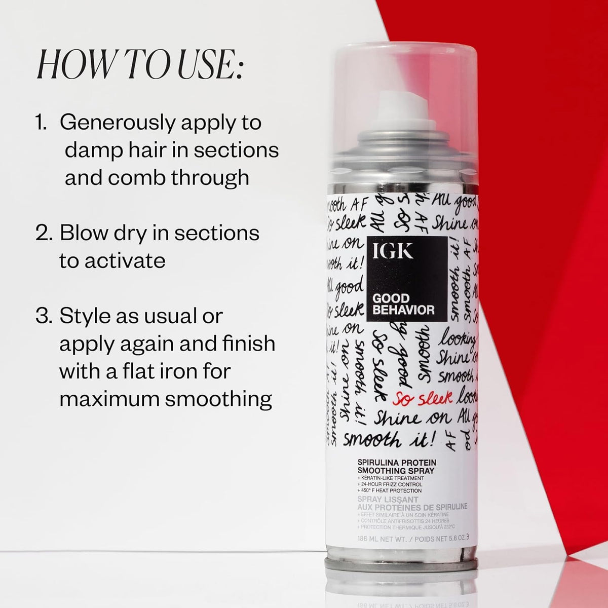 IGK result after flat-iron styling showing sleek, frizz-controlled shine