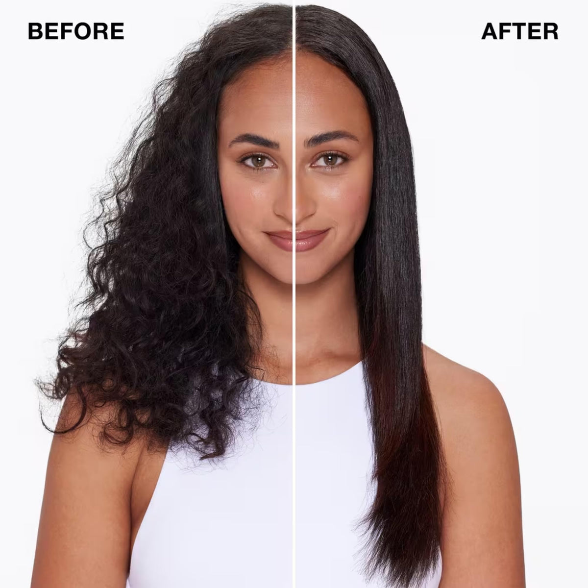 IGK mist landing on hair strand showing smoothing texture and protection