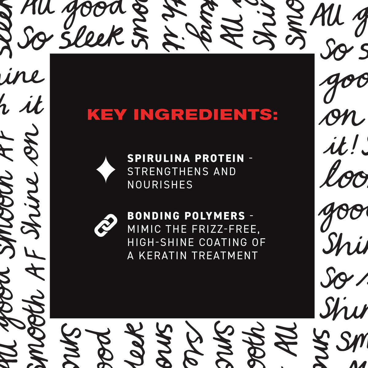 IGK product spritz on hair strand texture, showing smoothing effect and shine