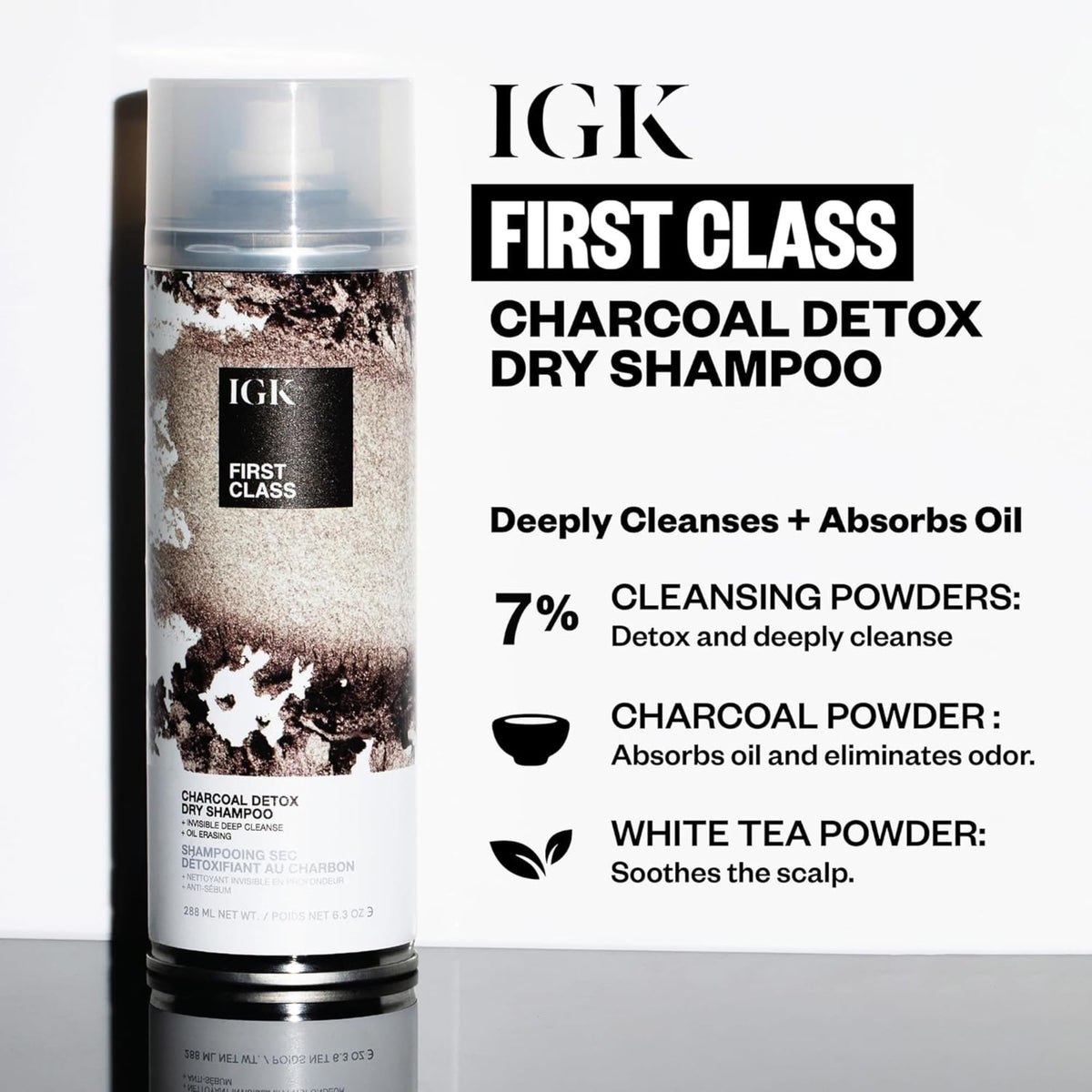 IGK vanishing on dark hair demonstrating invisible finish without white residue
