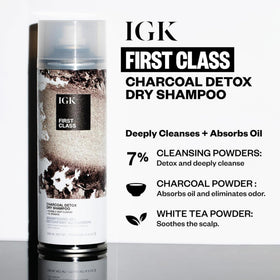 IGK vanishing on dark hair demonstrating invisible finish without white residue