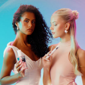 IGK Velvet Muse fragrance notes visual suggesting soft vanilla pear scent