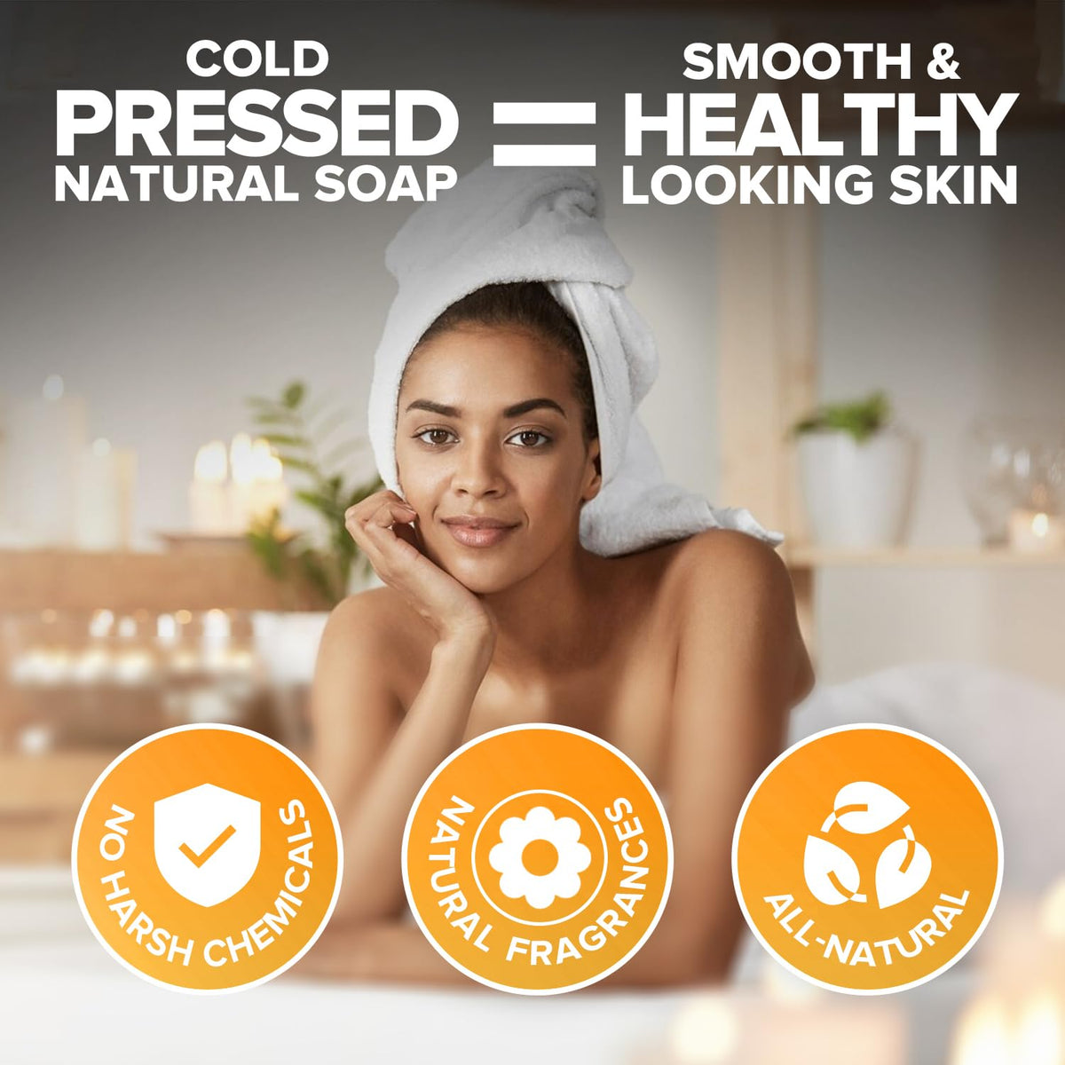 iHeart Nature soap on bathroom shelf creating a calm routine benefit