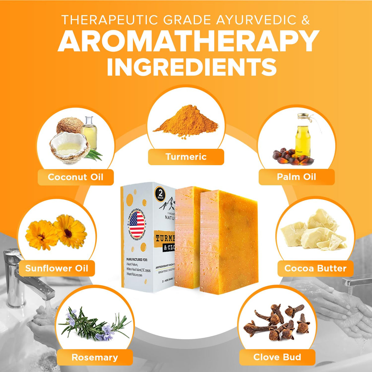 iHeart Nature lathering soap in hand demonstrating gentle cleanse benefit