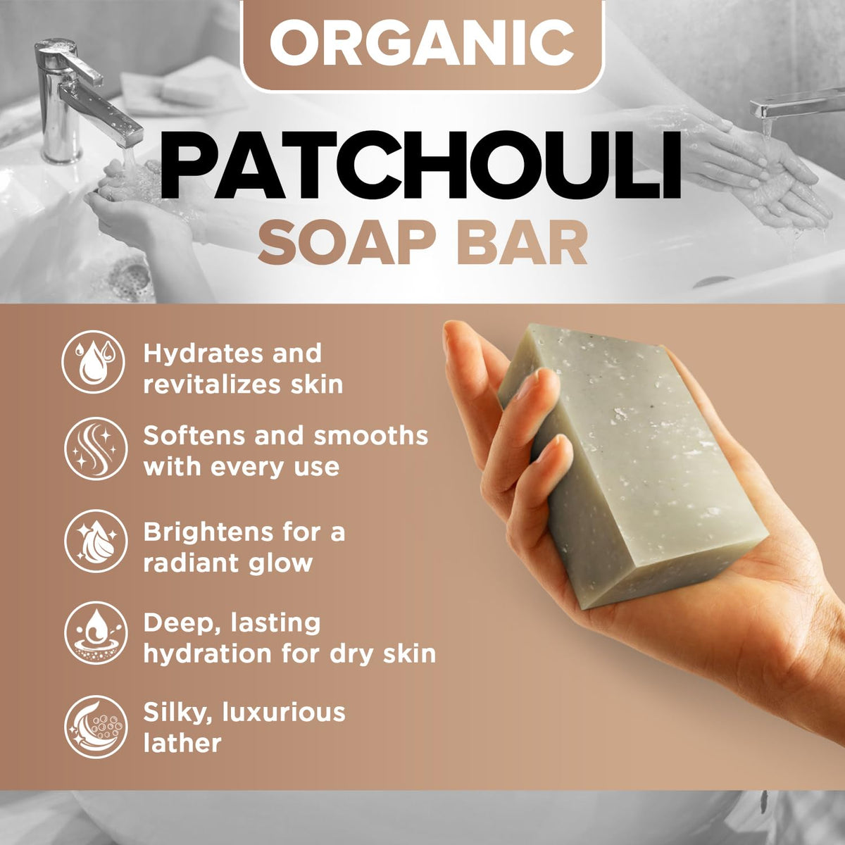 iHeart Nature single patchouli bar close-up highlighting texture and moisturizing benefit